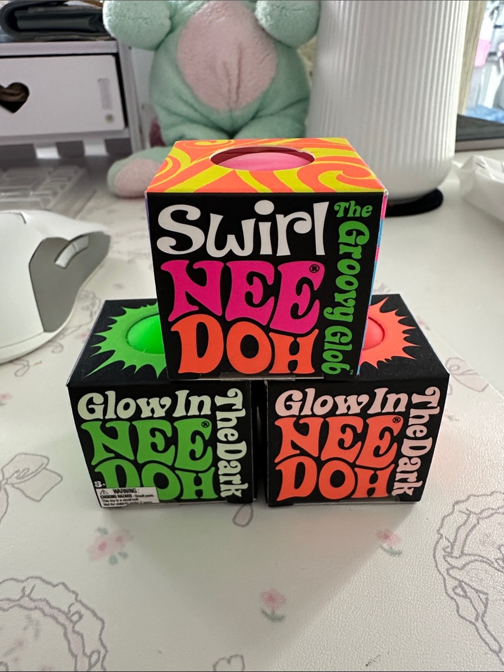 3 AUTHENTIC Needoh Teenies - Glow, Swirl